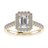 Emerald Yellow Gold Lab Grown Diamond Halo - Lester & Brown