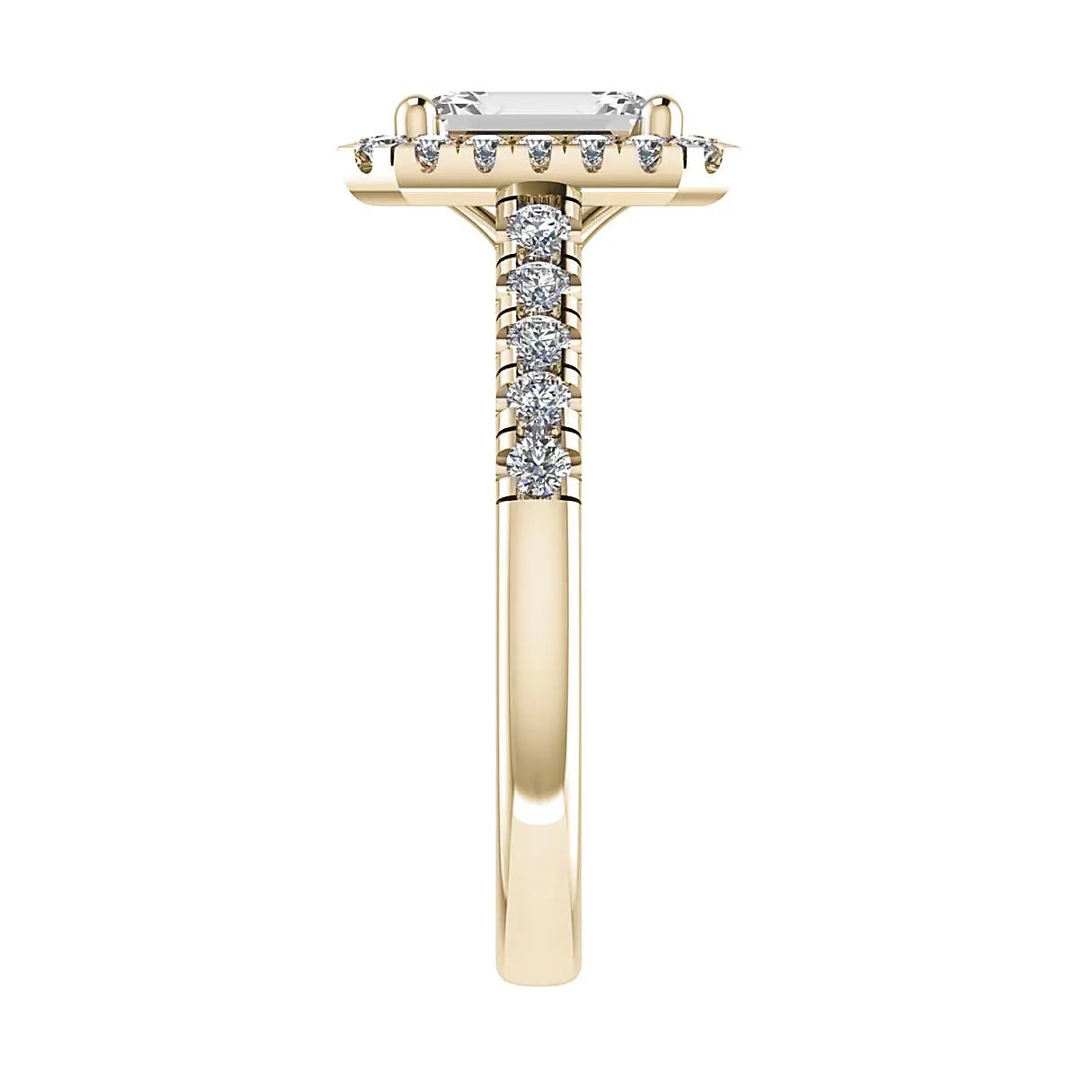 Emerald Yellow Gold Lab Grown Diamond Halo - Lester & Brown