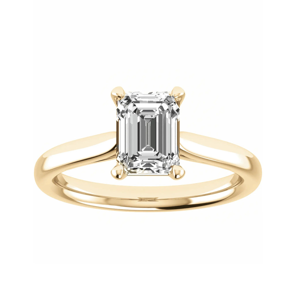 Emerald Yellow Gold Lab Grown Diamond Solitaire - Lester & Brown