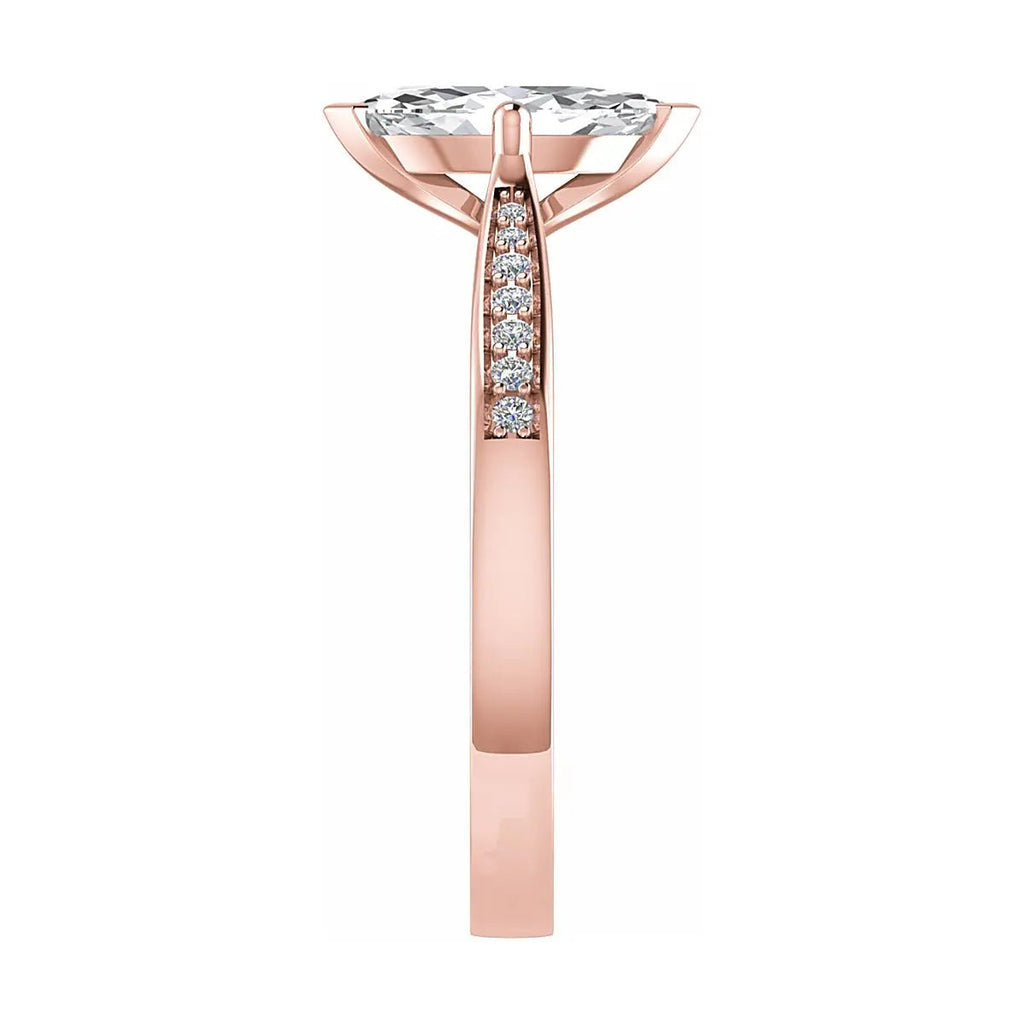 Marquise 18k Rose Gold Lab Grown Diamond Set Shoulders - Lester & Brown