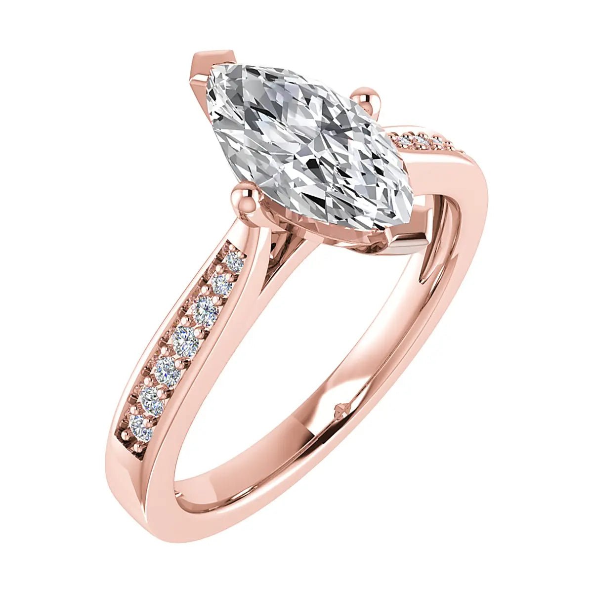 Marquise 18k Rose Gold Lab Grown Diamond Set Shoulders - Lester & Brown