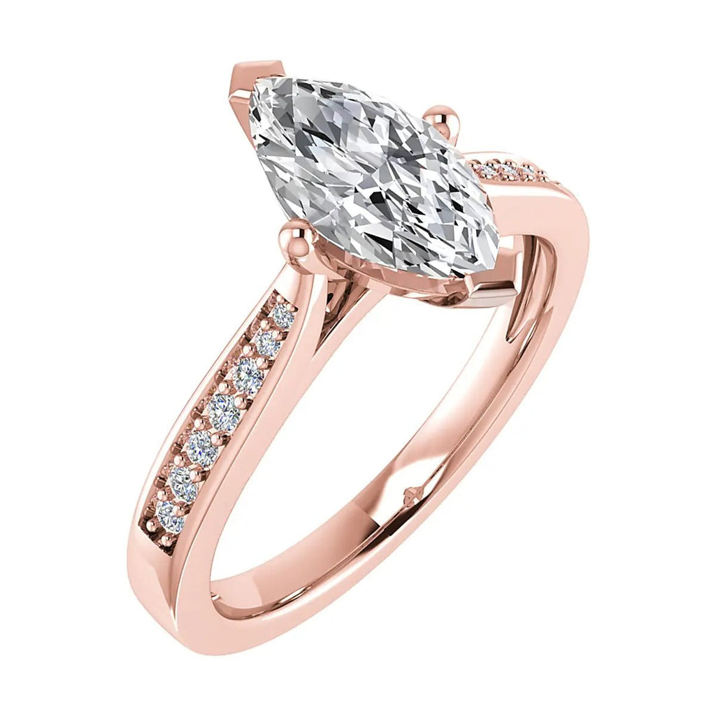 Marquise 18k Rose Gold Lab Grown Diamond Set Shoulders - Lester & Brown