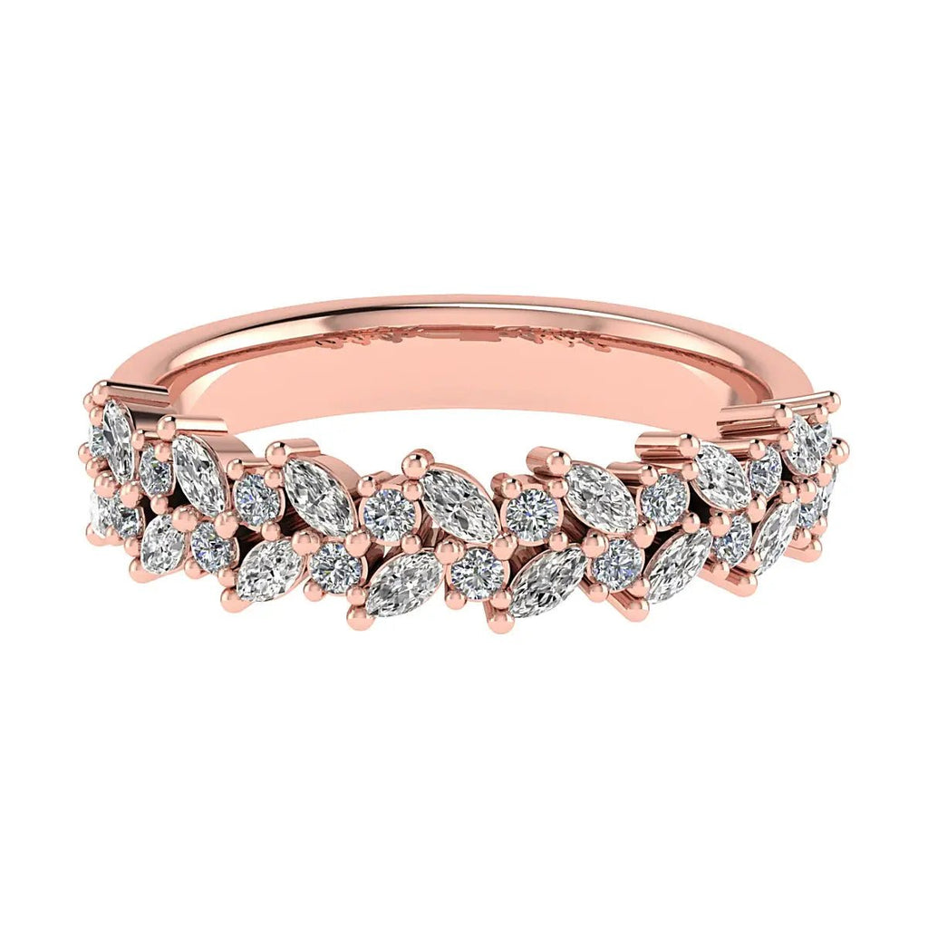 Marquise And Round 18K Rose Gold Lab Grown Multi Stone Diamond Ring - Lester & Brown