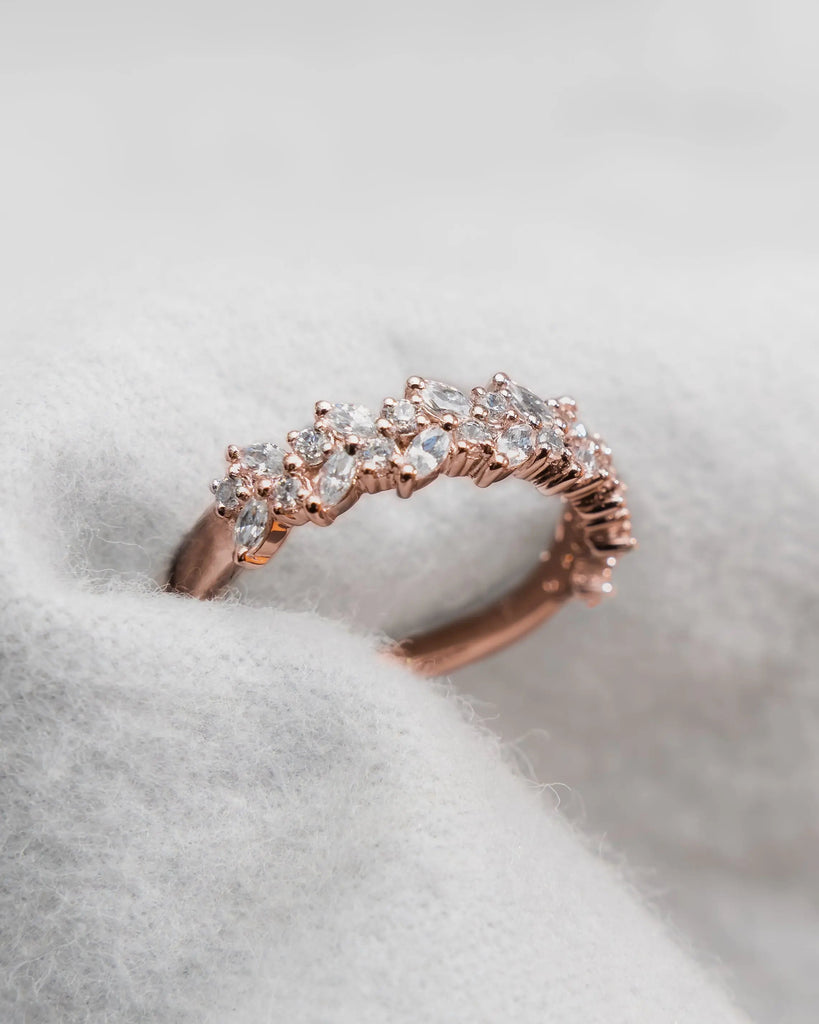 Marquise And Round 18K Rose Gold Lab Grown Multi Stone Diamond Ring - Lester & Brown