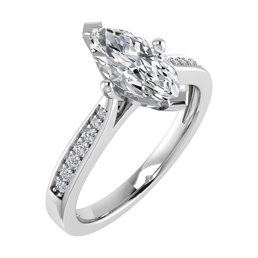 Marquise Platinum Lab Grown Diamond Set Shoulders - Lester & Brown