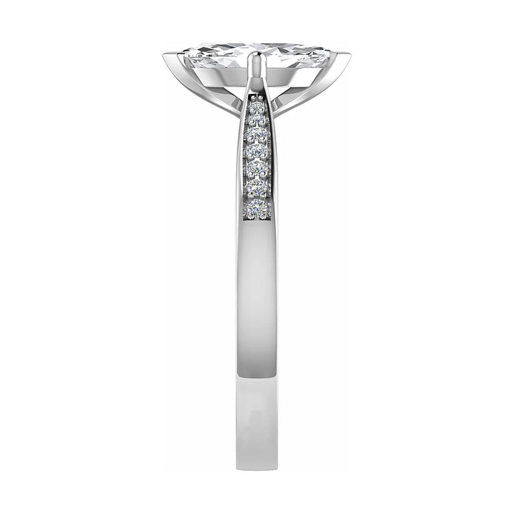 Marquise Platinum Lab Grown Diamond Set Shoulders - Lester & Brown