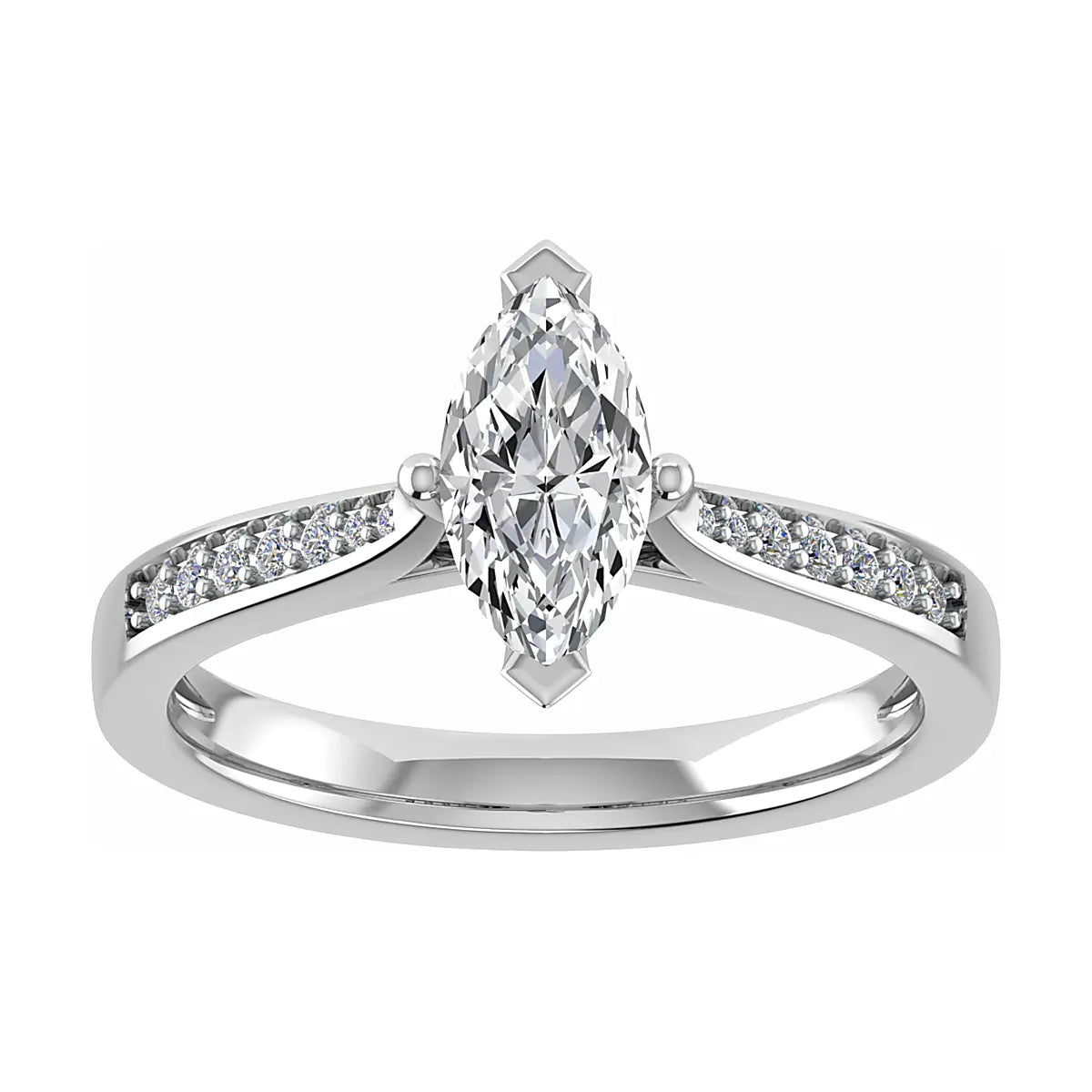 Marquise Platinum Lab Grown Diamond Set Shoulders - Lester & Brown