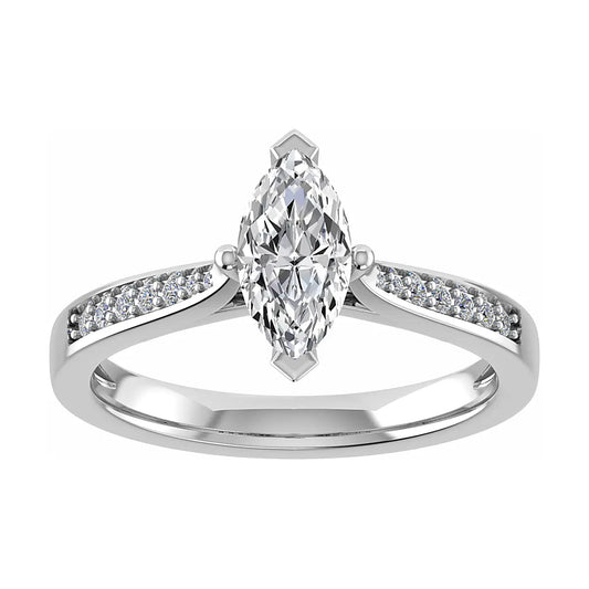 Marquise Platinum Lab Grown Diamond Set Shoulders - Lester & Brown