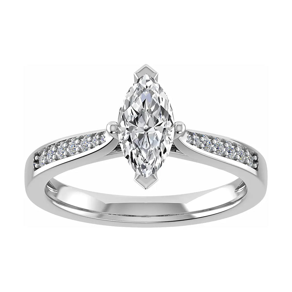 Marquise Platinum Lab Grown Diamond Set Shoulders - Lester & Brown