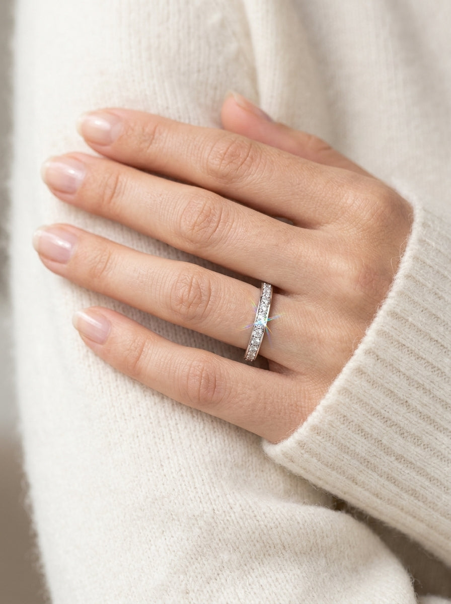 Eternity Band / Wedding Ring — Luxury Bridal Jewelry Close-up | Generated by Modelize