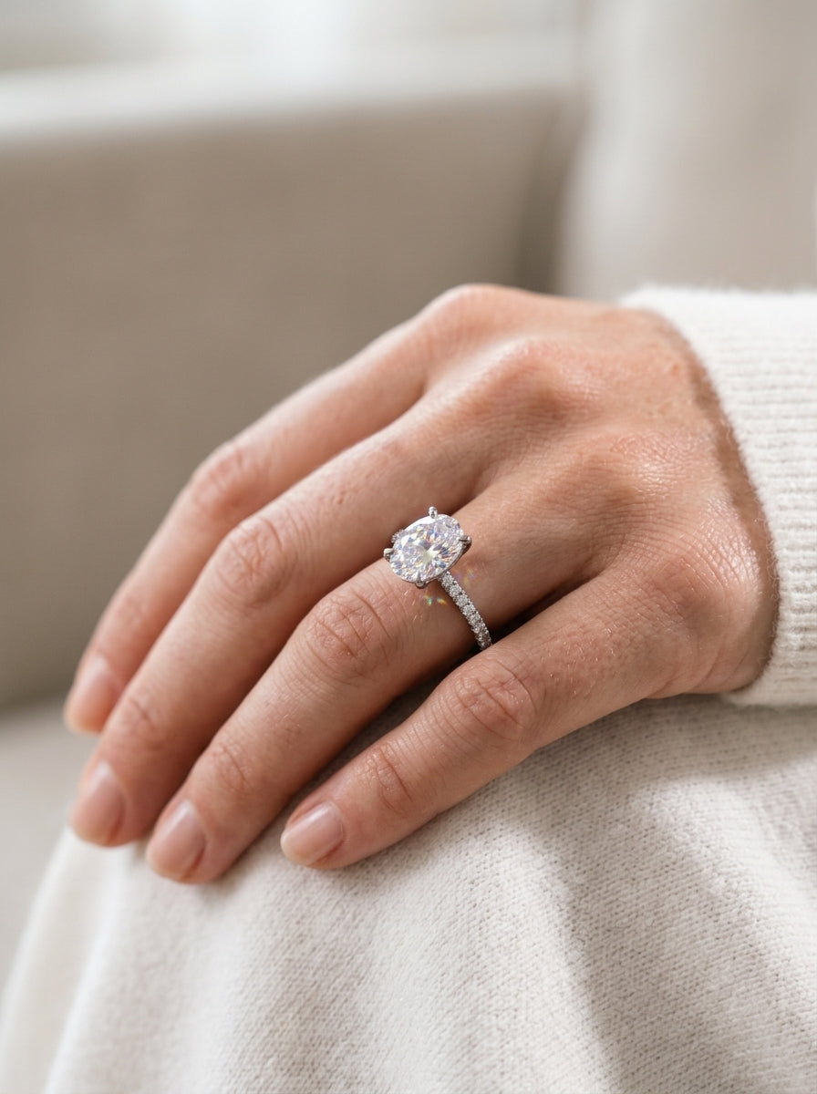 Oval Engagement Ring — Luxury Bridal Jewelry Close-up | Generated by Modelize