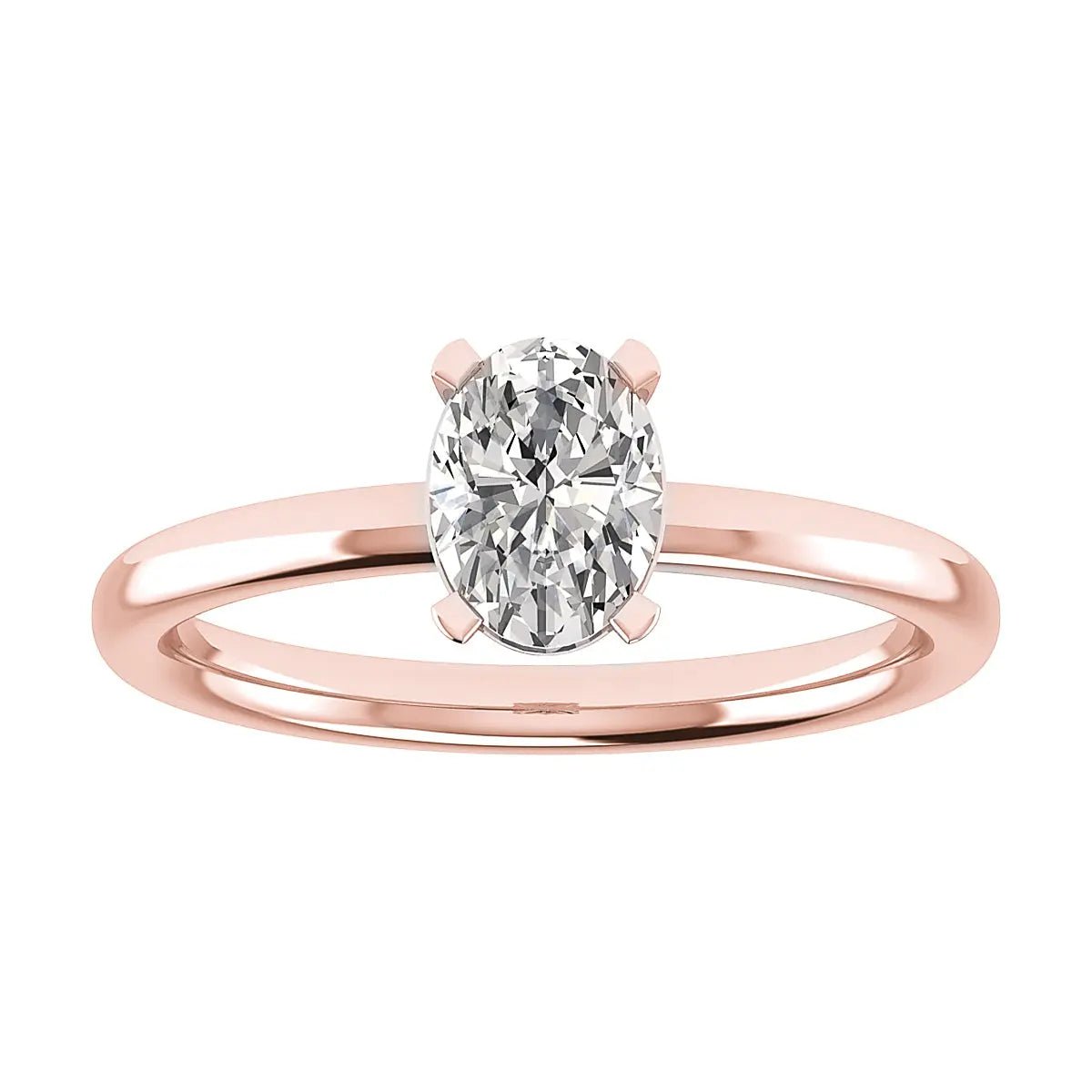 Oval Lab Grown Diamond Low Set | 18K Rose Gold - Lester & Brown