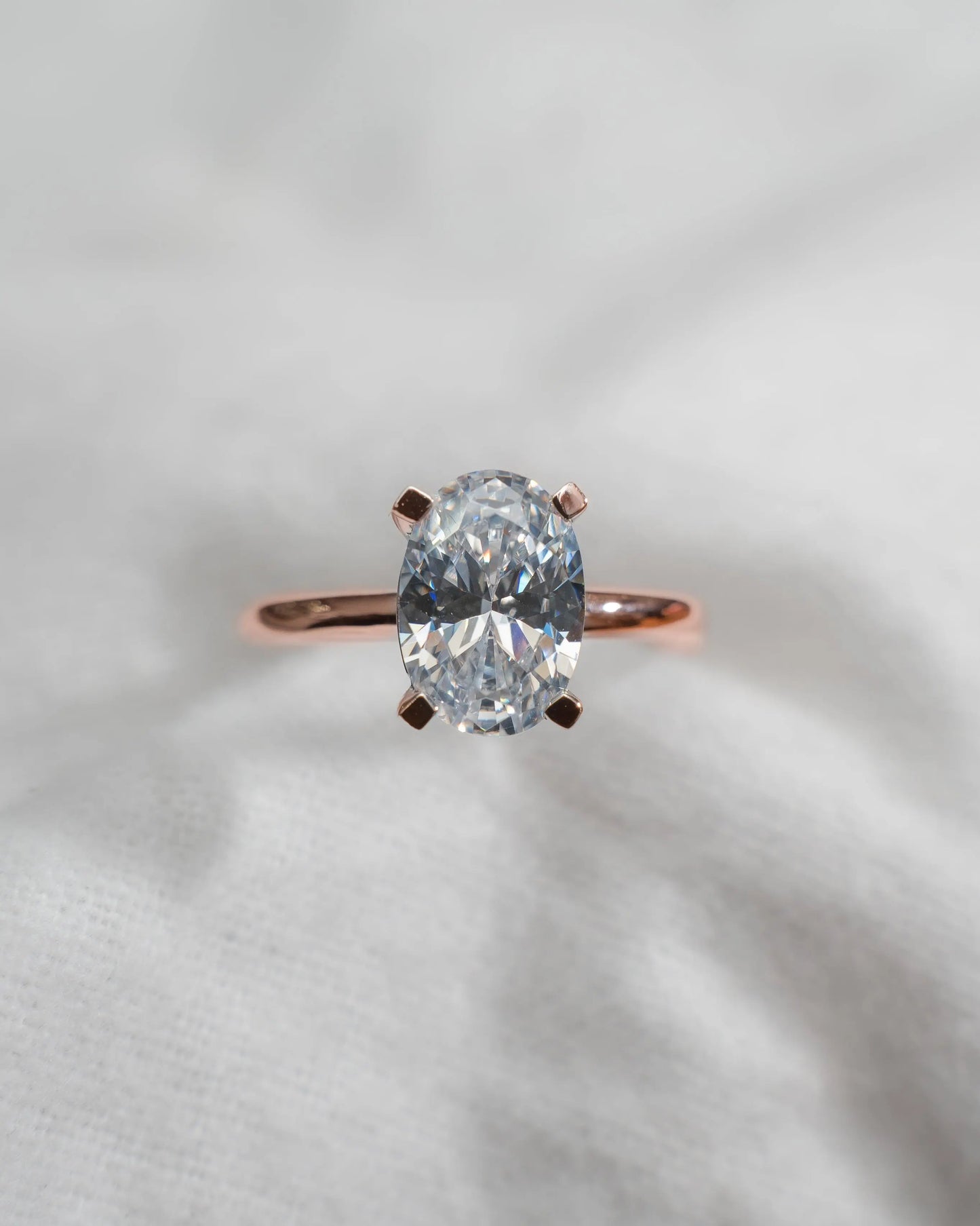 Oval Lab Grown Diamond Low Set | 18K Rose Gold - Lester & Brown