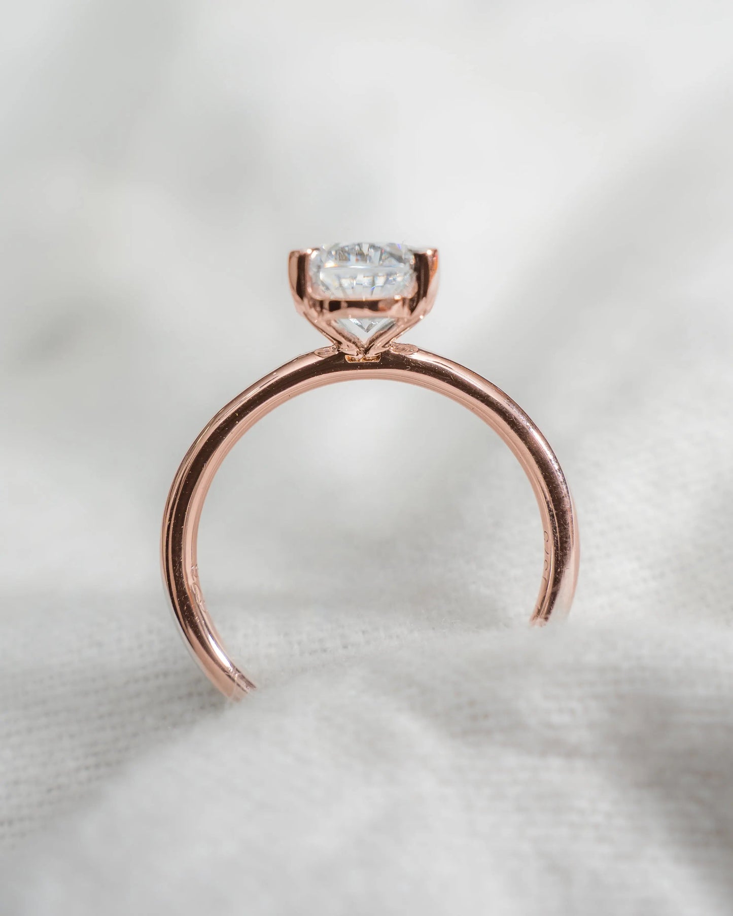 Oval Lab Grown Diamond Low Set | 18K Rose Gold - Lester & Brown