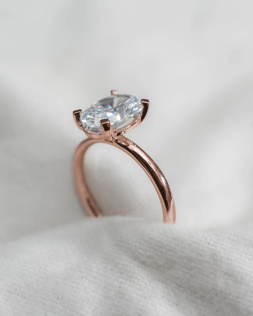 Oval Lab Grown Diamond Low Set | 18K Rose Gold - Lester & Brown