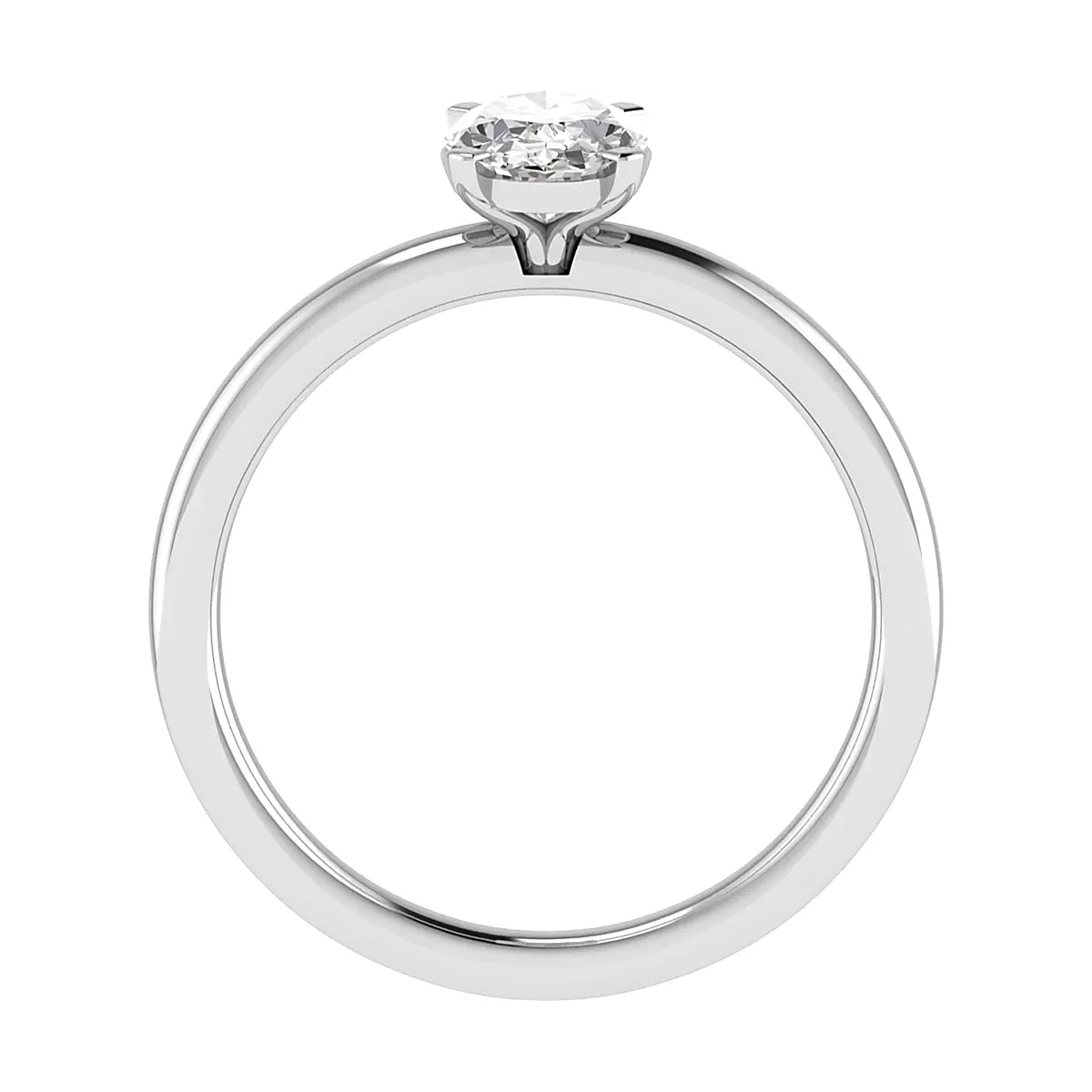 Oval Lab Grown Diamond Low Set | 18K White Gold - Lester & Brown
