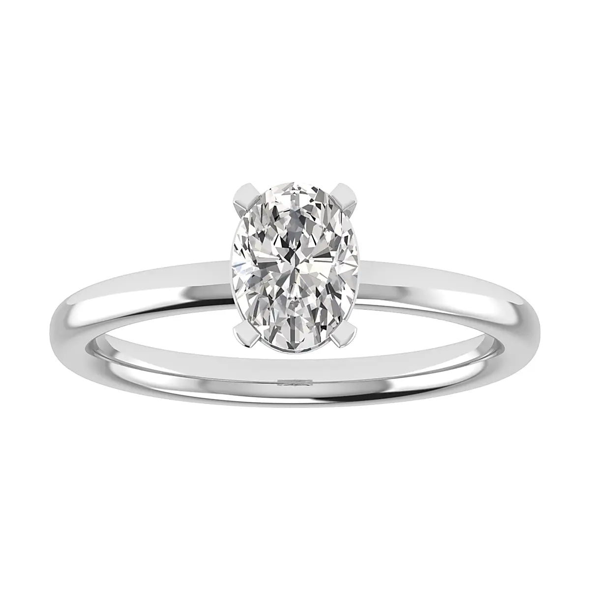 Oval Lab Grown Diamond Low Set | 18K White Gold - Lester & Brown