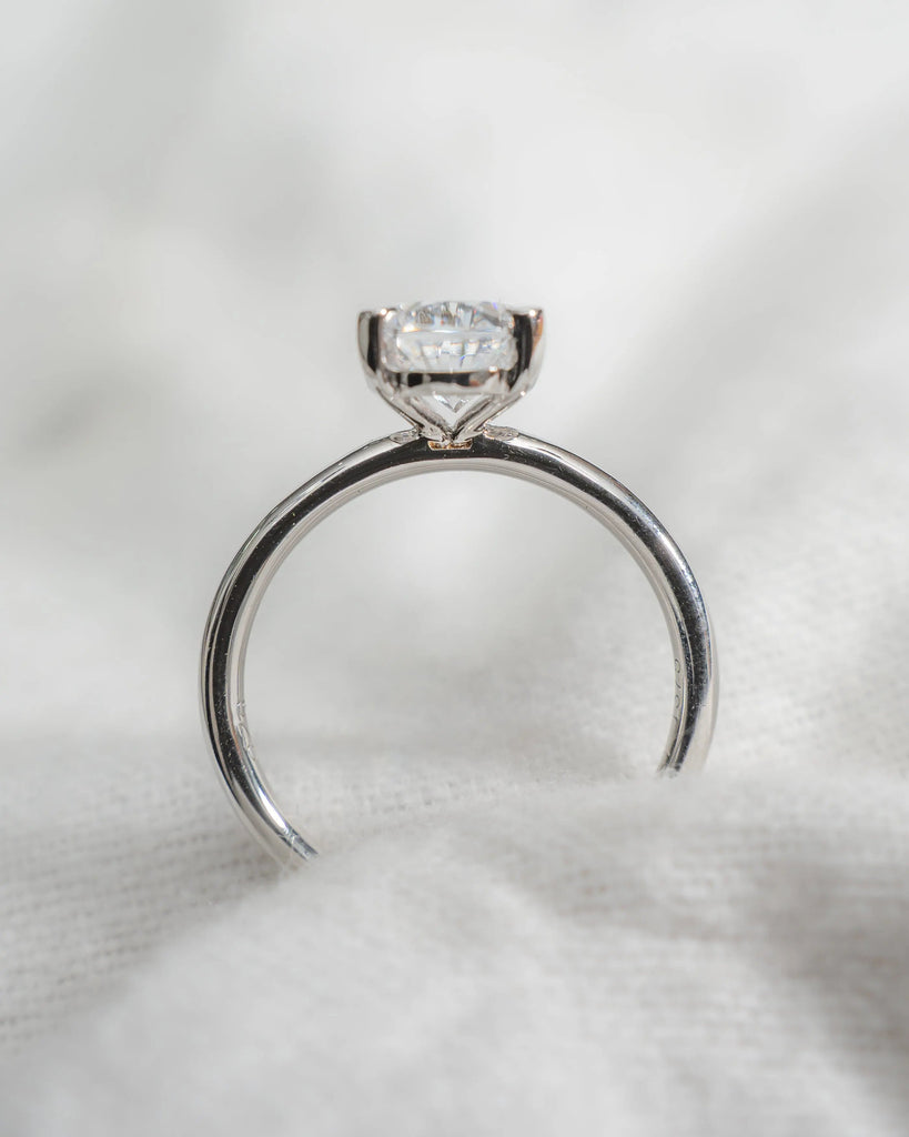 Oval Lab Grown Diamond Low Set | 18K White Gold - Lester & Brown