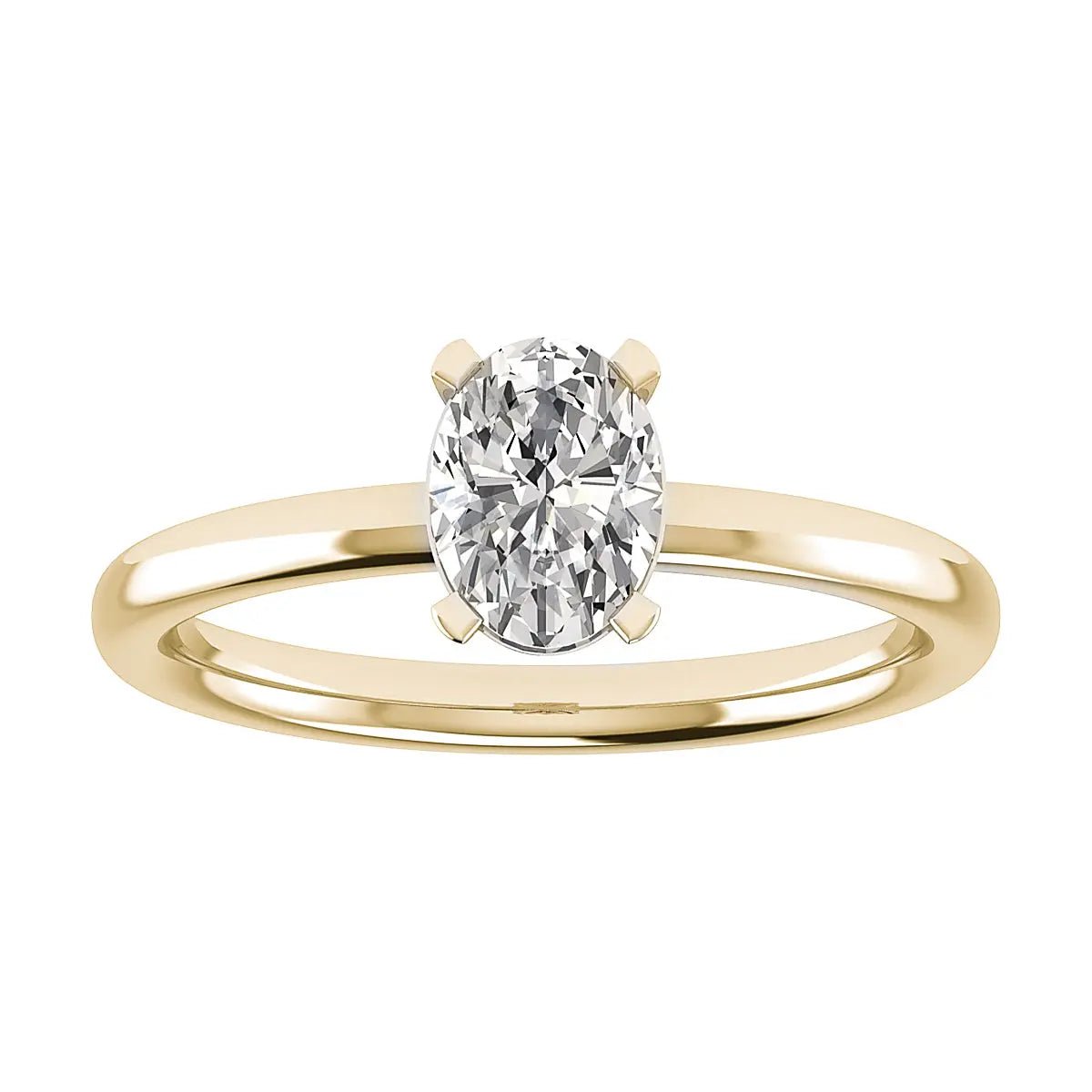 Oval Lab Grown Diamond Low Set | 18K Yellow Gold - Lester & Brown
