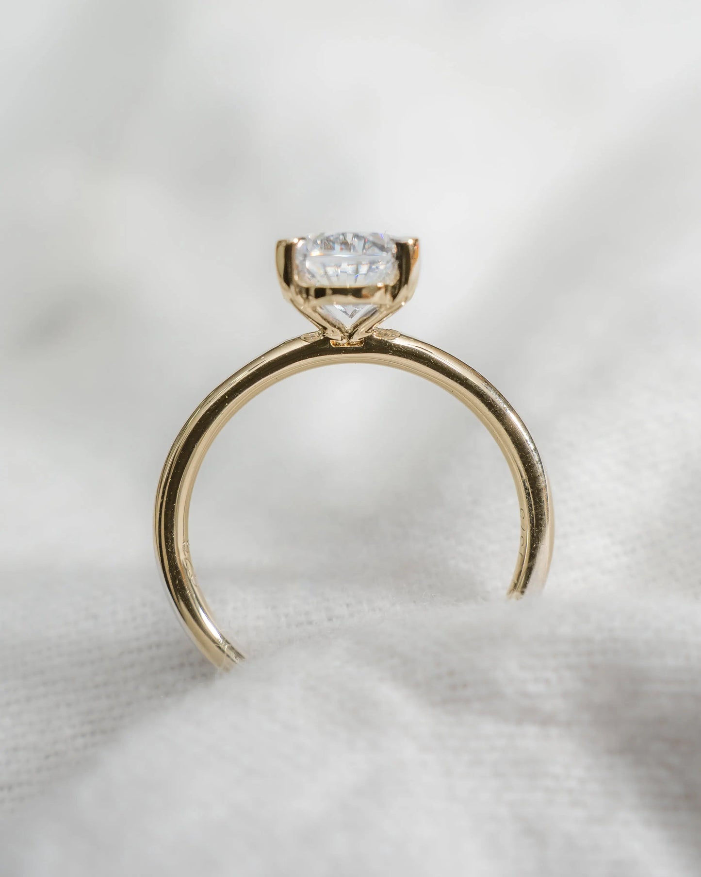 Oval Lab Grown Diamond Low Set | 18K Yellow Gold - Lester & Brown