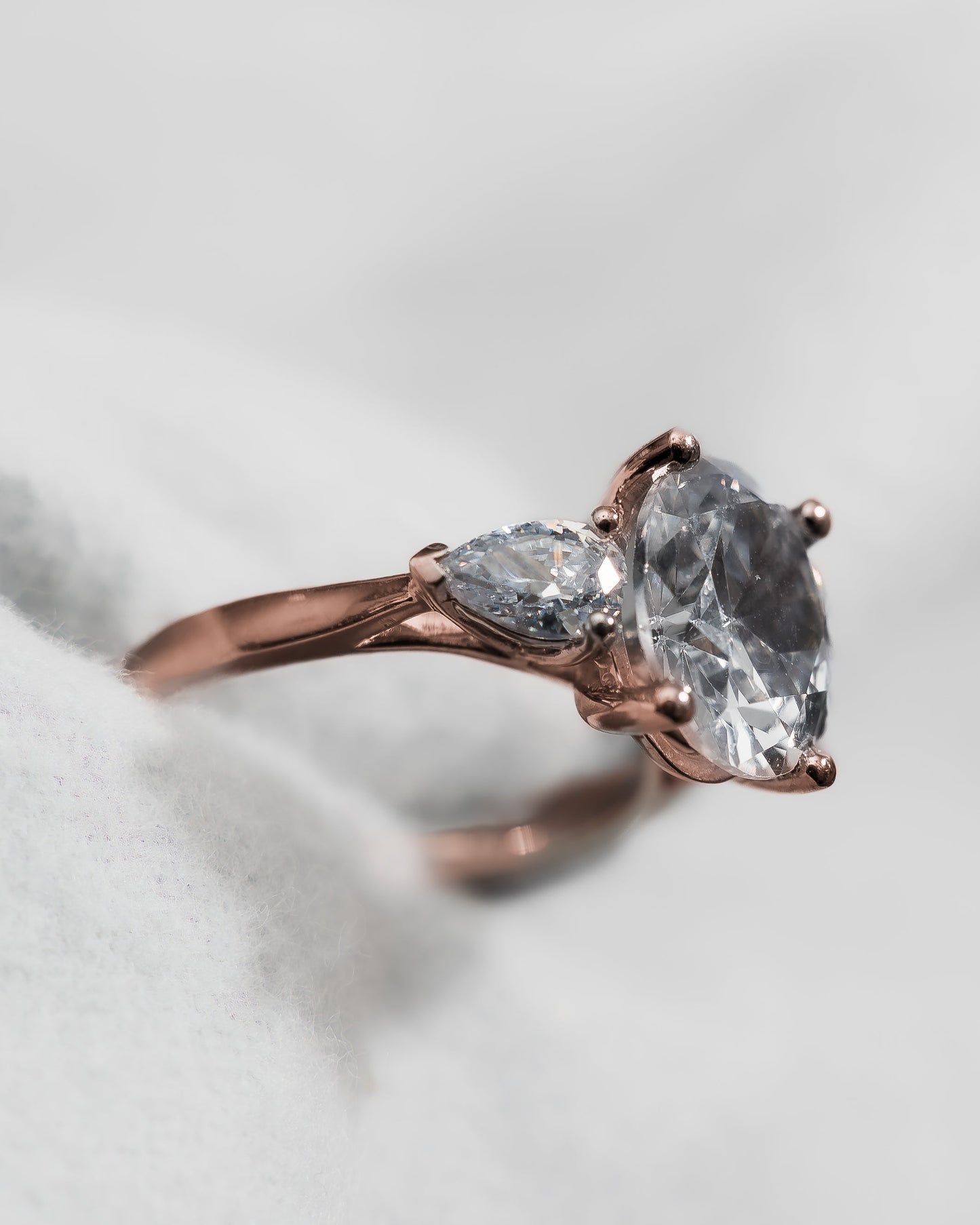 Oval & Pear Rose Gold Lab Grown Diamond Trilogy - Lester & Brown