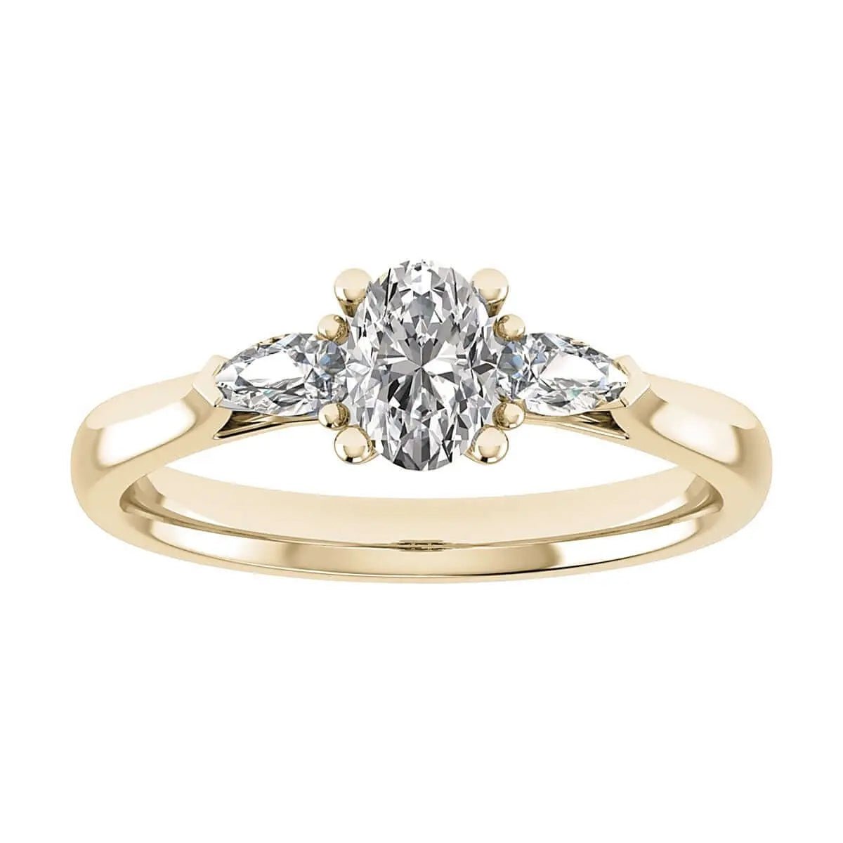 Oval & Pear Yellow Gold Lab Grown Diamond Trilogy - Lester & Brown
