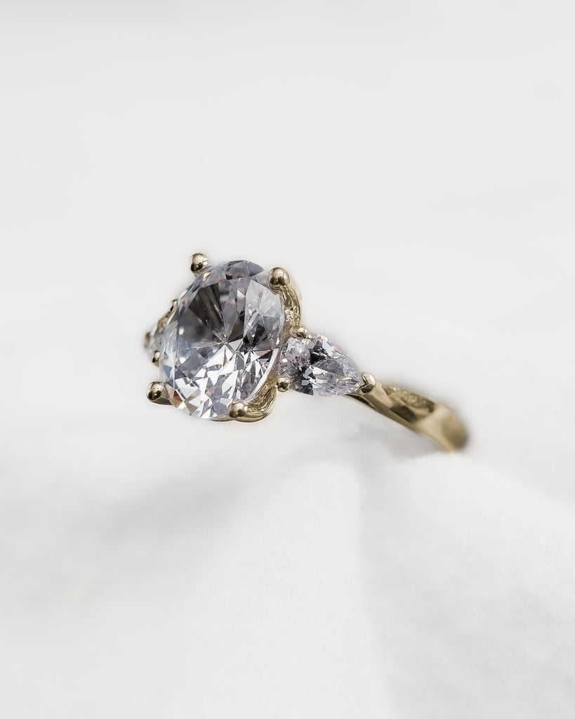 Oval & Pear Yellow Gold Lab Grown Diamond Trilogy - Lester & Brown