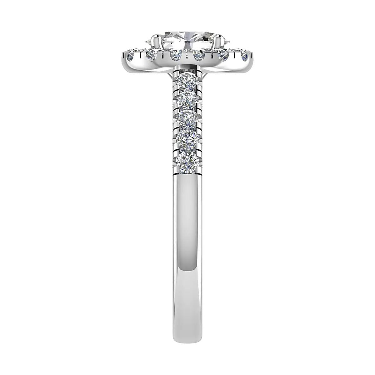 Oval Platinum Lab Grown Diamond Halo (Diamond set shoulders) - Lester & Brown