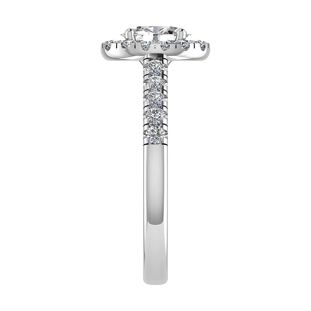 Oval Platinum Lab Grown Diamond Halo (Diamond set shoulders) - Lester & Brown