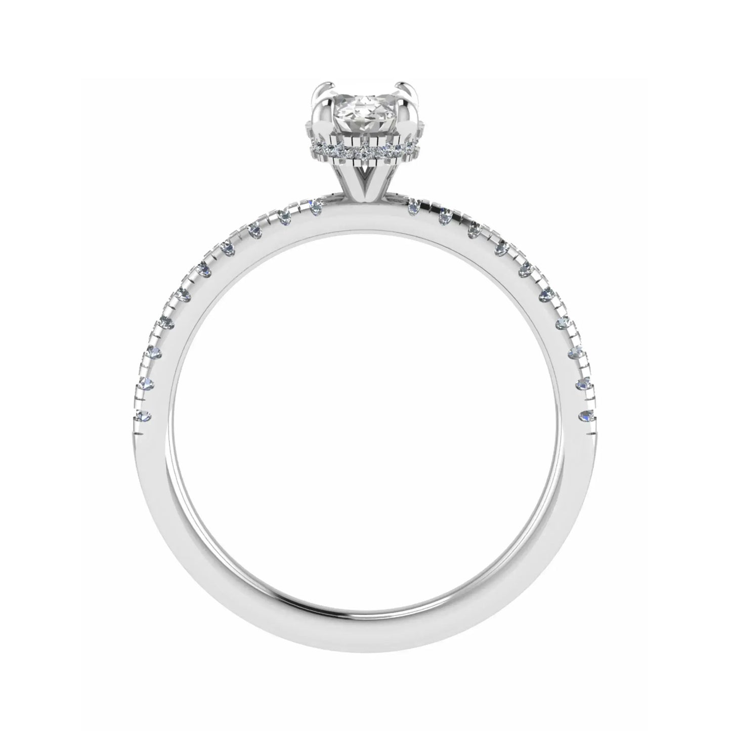 Oval Platinum Lab Grown Diamond Set Shoulders (Hidden Halo) - Lester & Brown