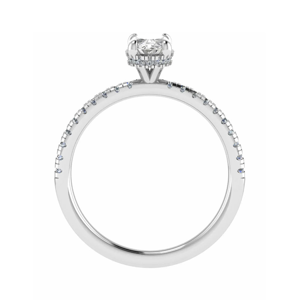 Oval Platinum Lab Grown Diamond Set Shoulders (Hidden Halo) - Lester & Brown