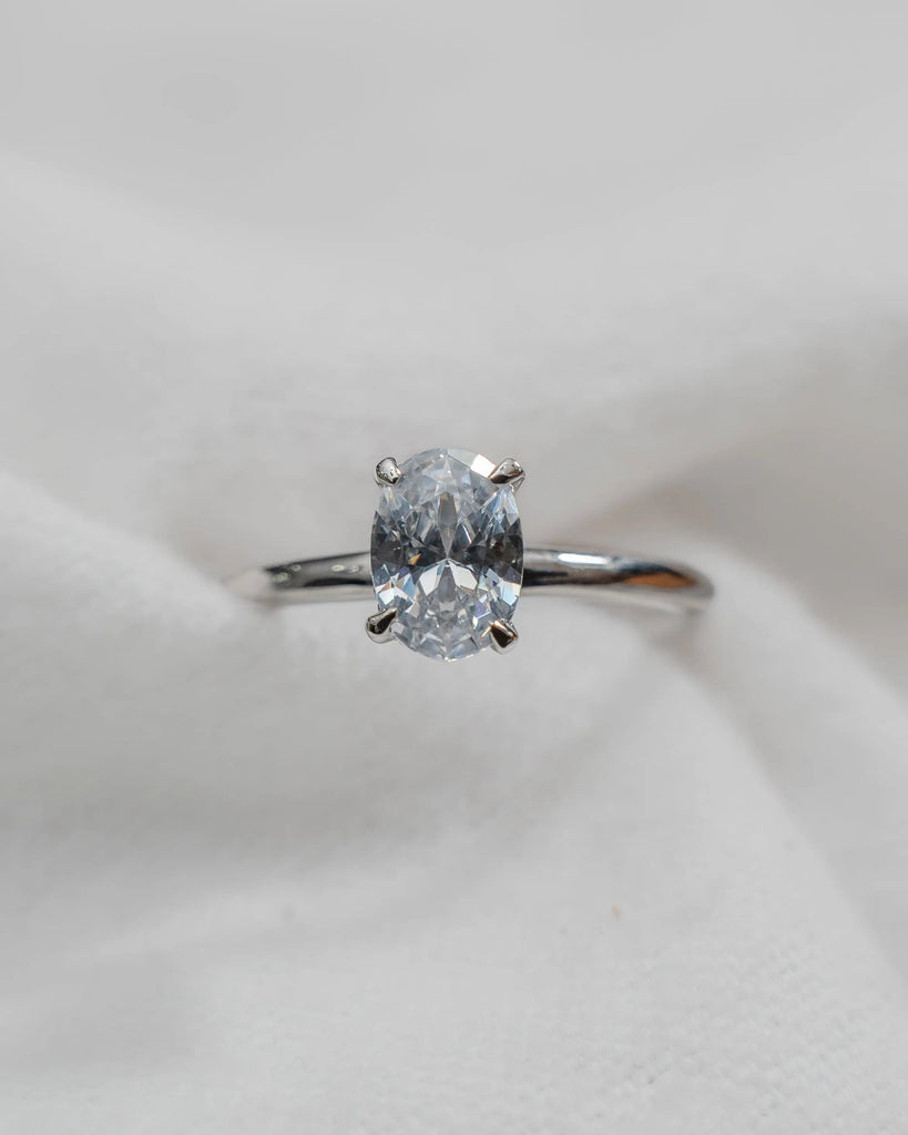 Oval Platinum Lab Grown Diamond Solitaire (Hidden Halo) - Lester & Brown
