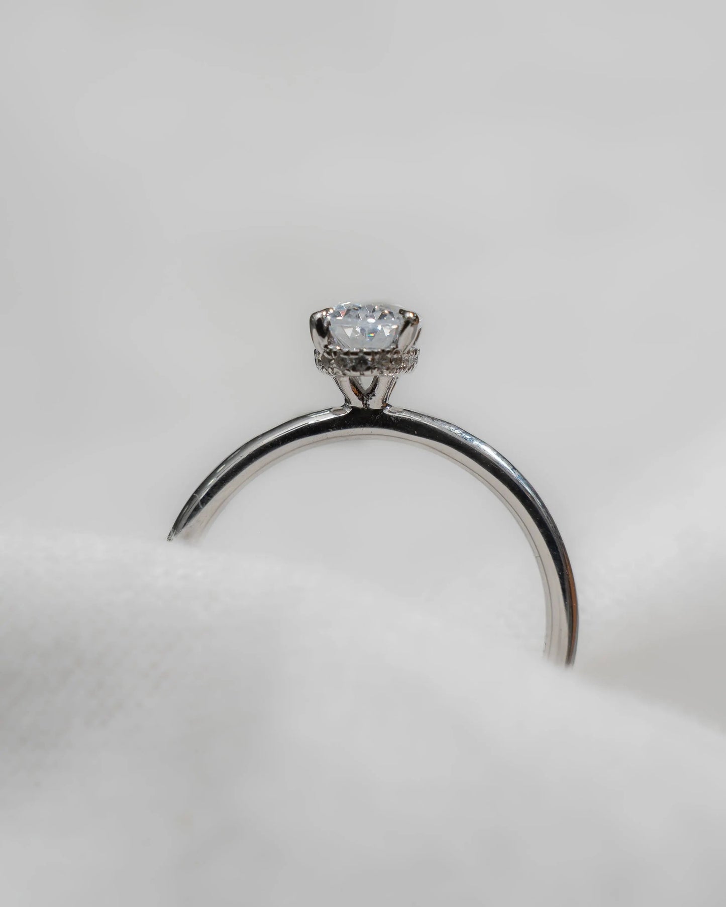 Oval Platinum Lab Grown Diamond Solitaire (Hidden Halo) - Lester & Brown