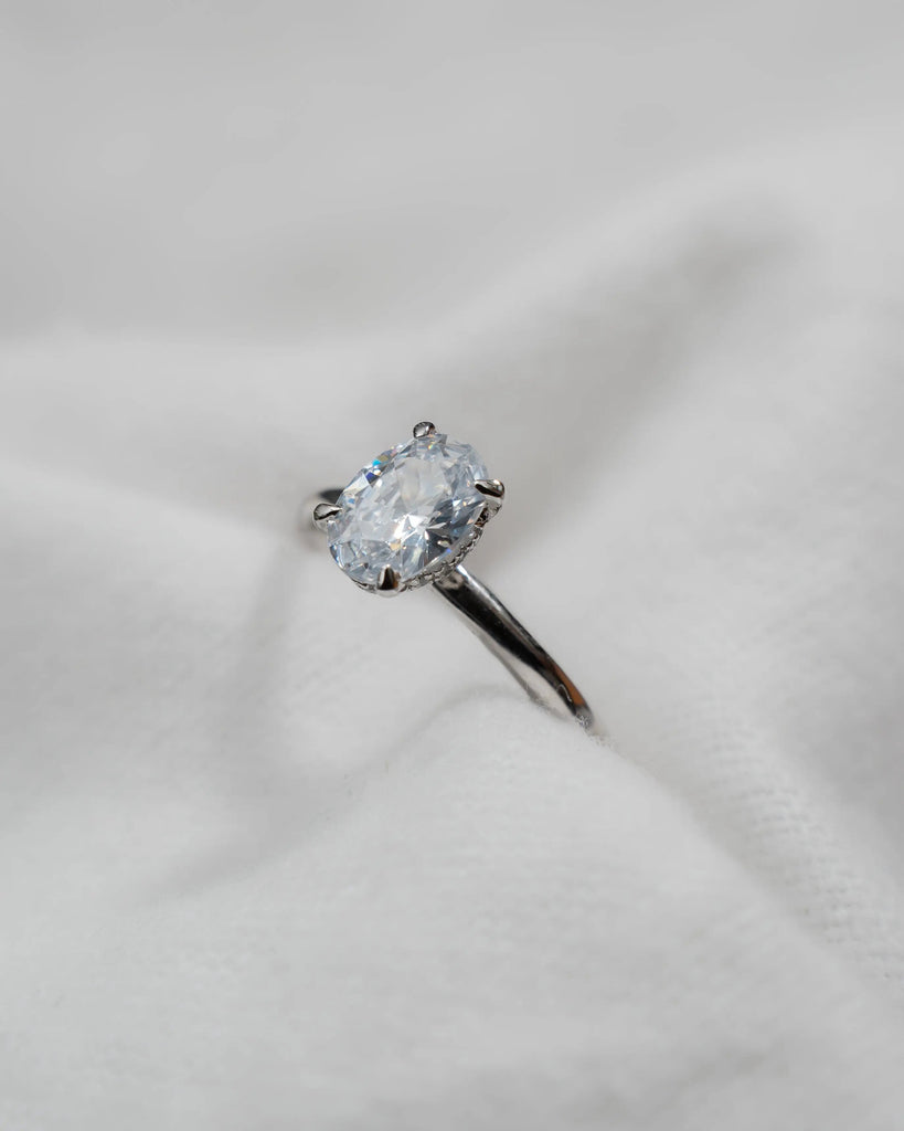Oval Platinum Lab Grown Diamond Solitaire (Hidden Halo) - Lester & Brown