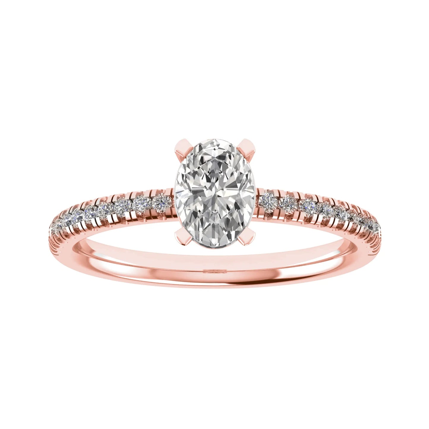 Oval Rose Gold Lab Grown Diamond Set Shoulders - Lester & Brown