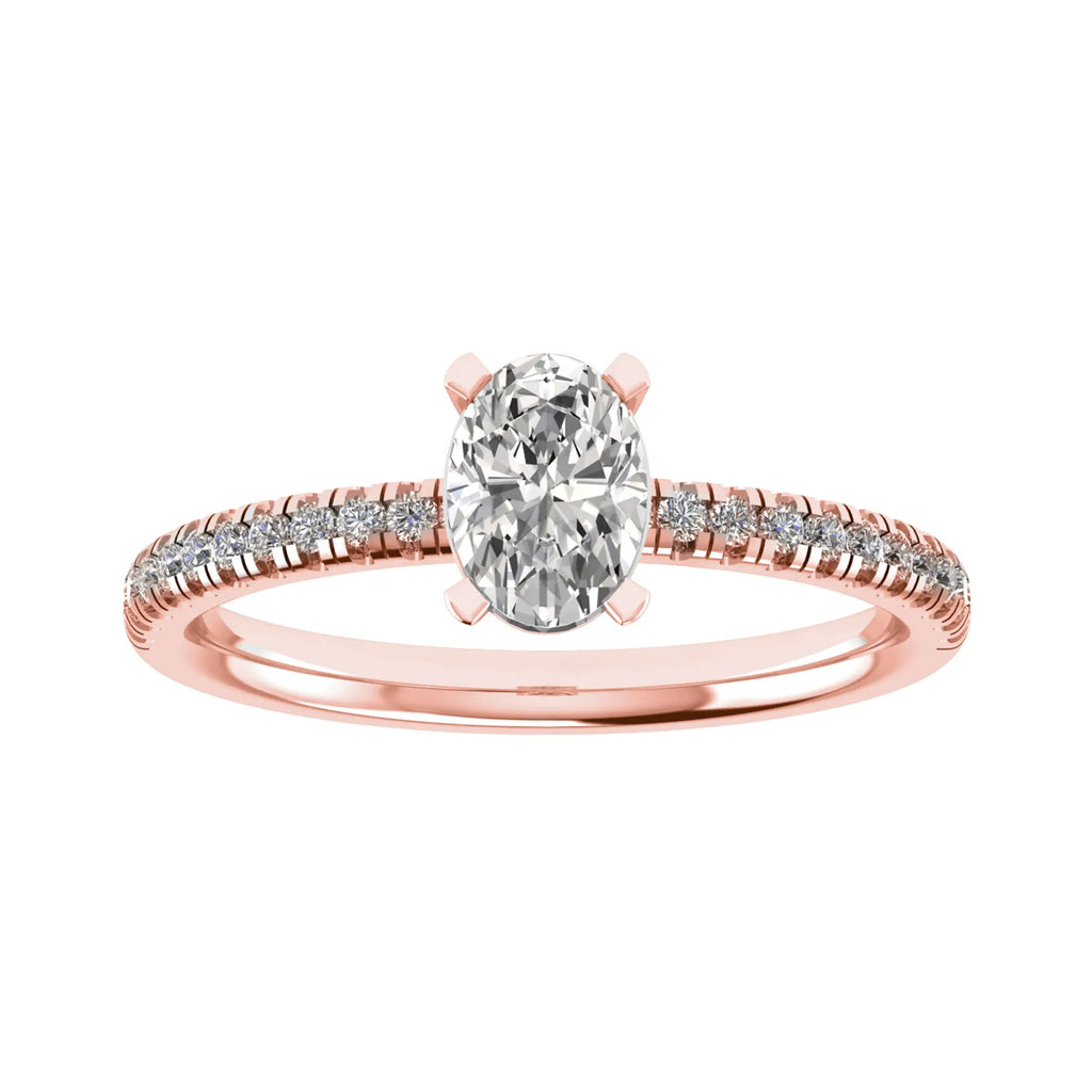 Oval Rose Gold Lab Grown Diamond Set Shoulders - Lester & Brown
