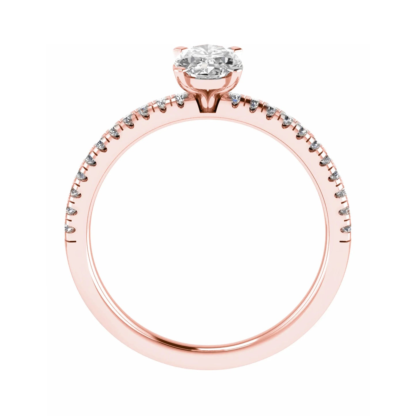 Oval Rose Gold Lab Grown Diamond Set Shoulders - Lester & Brown