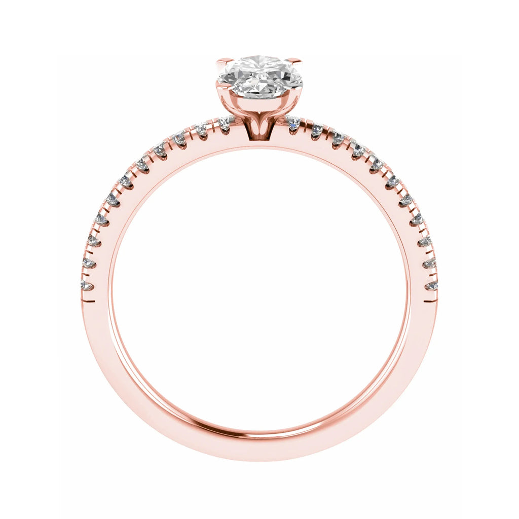 Oval Rose Gold Lab Grown Diamond Set Shoulders - Lester & Brown