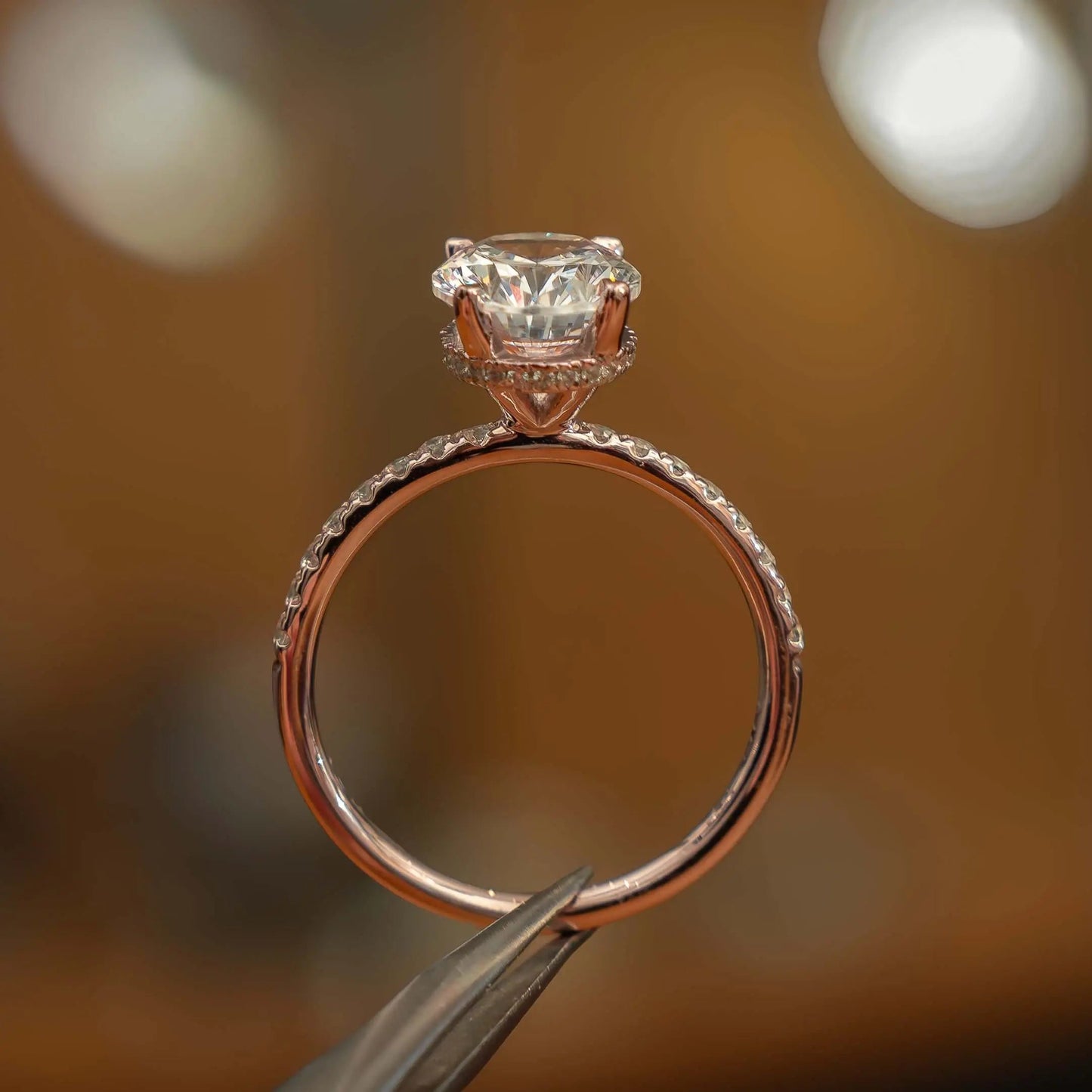 Oval Rose Gold Lab Grown Diamond Set Shoulders (Hidden Halo) - Lester & Brown