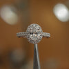 Oval White Gold Lab Grown Diamond Halo (Diamond set shoulders) - Lester & Brown