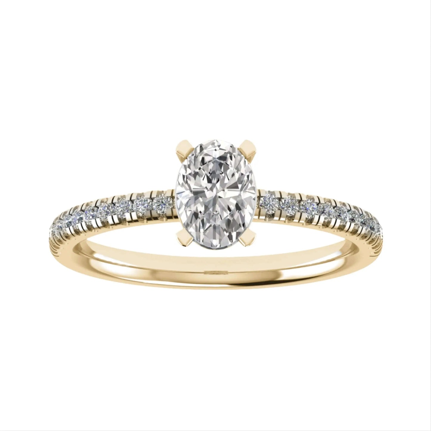 Oval Yellow Gold Lab Grown Diamond Set Shoulders - Lester & Brown