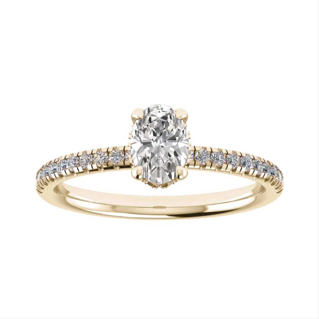 Oval Yellow Gold Lab Grown Diamond Set Shoulders (Hidden Halo) - Lester & Brown