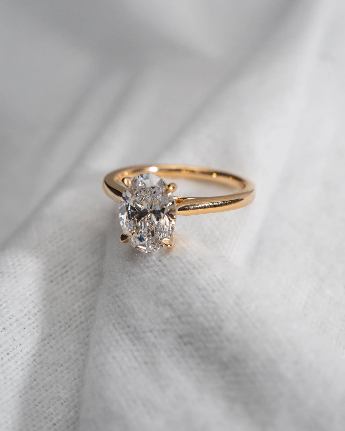 Oval Yellow Gold Lab Grown Diamond Solitaire - Lester & Brown