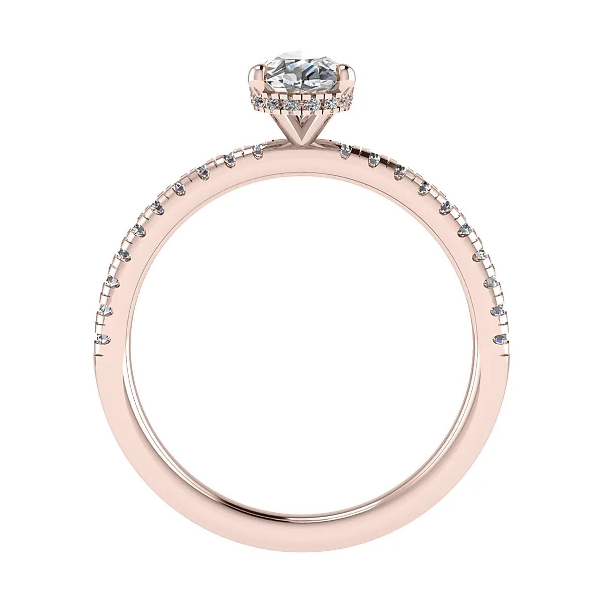 Pear 18K Rose Gold Lab Grown Diamond Set Shoulders (Hidden Halo) - Lester & Brown