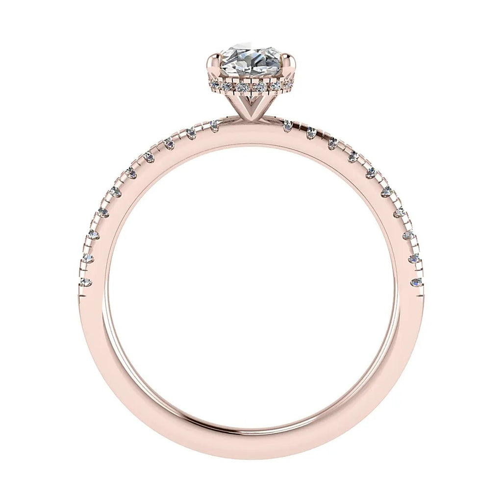Pear 18K Rose Gold Lab Grown Diamond Set Shoulders (Hidden Halo) - Lester & Brown