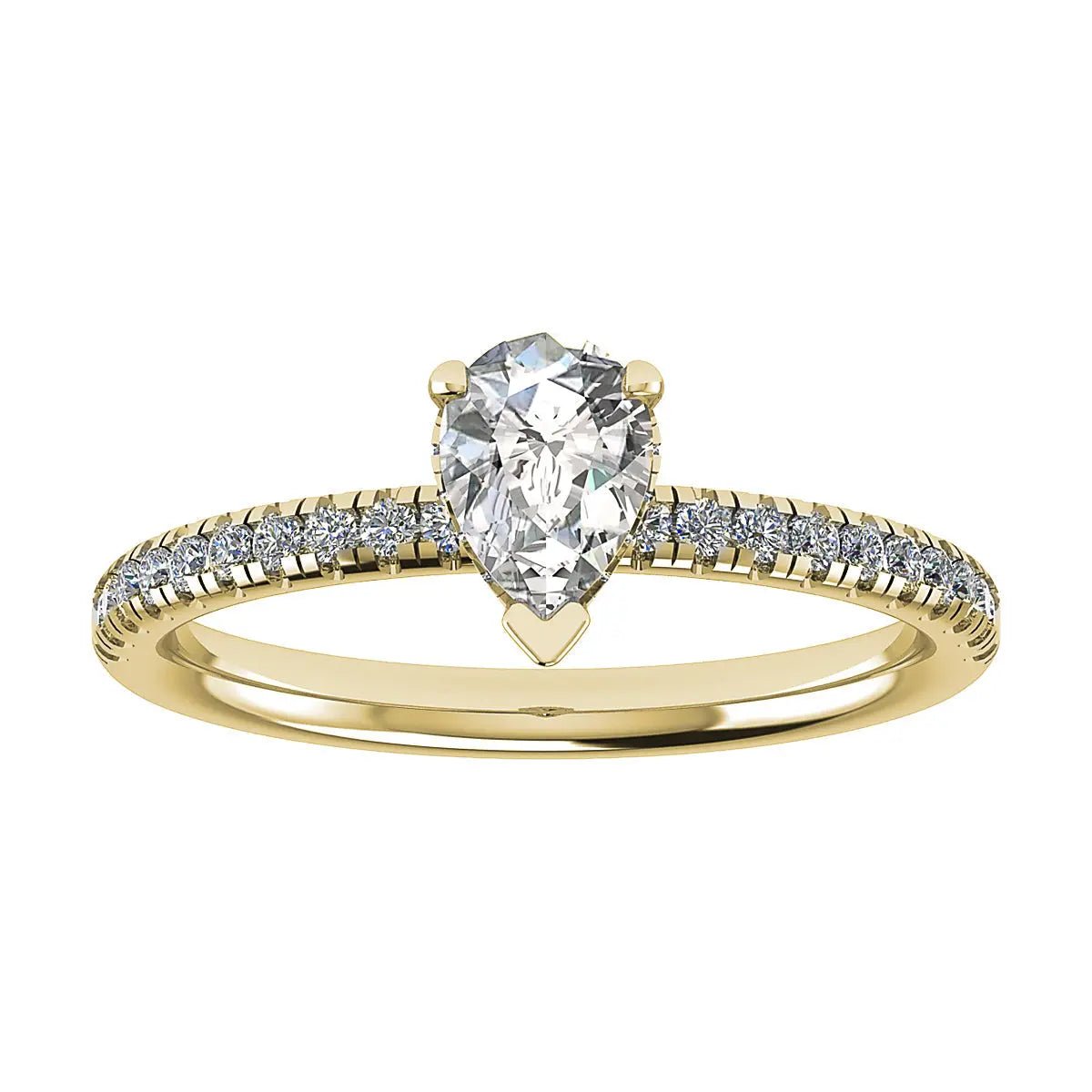 Pear 18K Yellow Gold Lab Grown Diamond Set Shoulders (Hidden Halo) - Lester & Brown