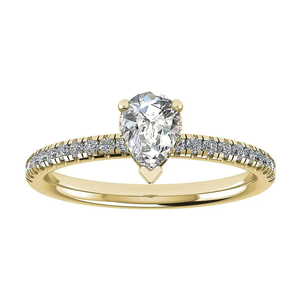 Pear 18K Yellow Gold Lab Grown Diamond Set Shoulders (Hidden Halo) - Lester & Brown