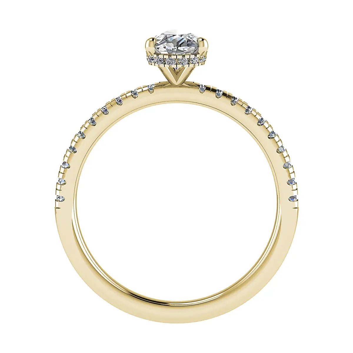 Pear 18K Yellow Gold Lab Grown Diamond Set Shoulders (Hidden Halo) - Lester & Brown