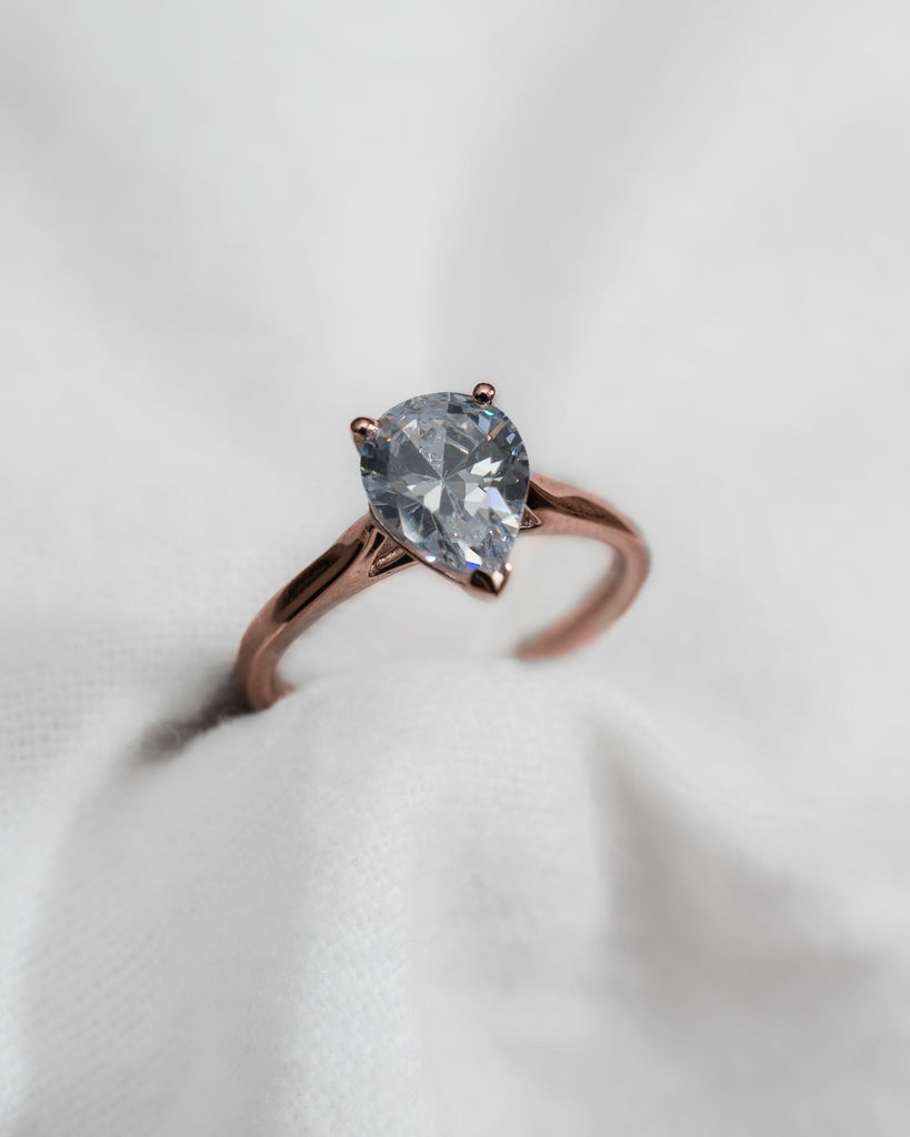 Pear Rose Gold Lab Grown Diamond Solitaire - Lester & Brown
