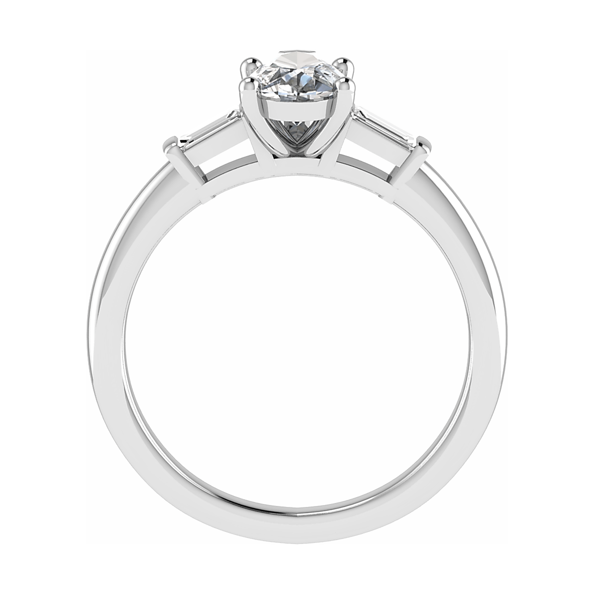 Pear & Tapered Baguette | White Gold Lab Grown Diamond Trilogy Engagement Ring - Lester & Brown